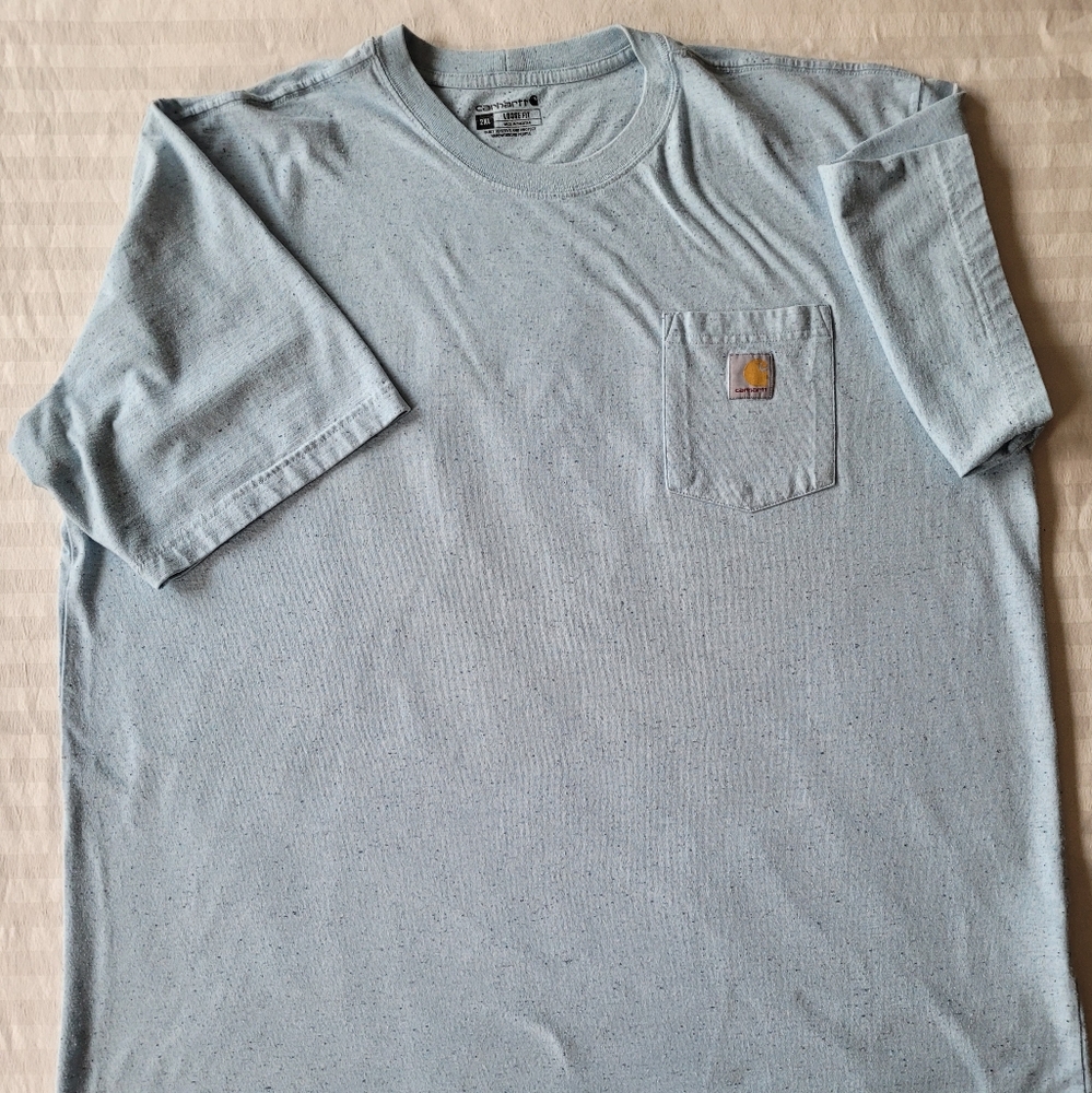 Carhartt Men's Light Blue Speckled Tee Size 2 XL